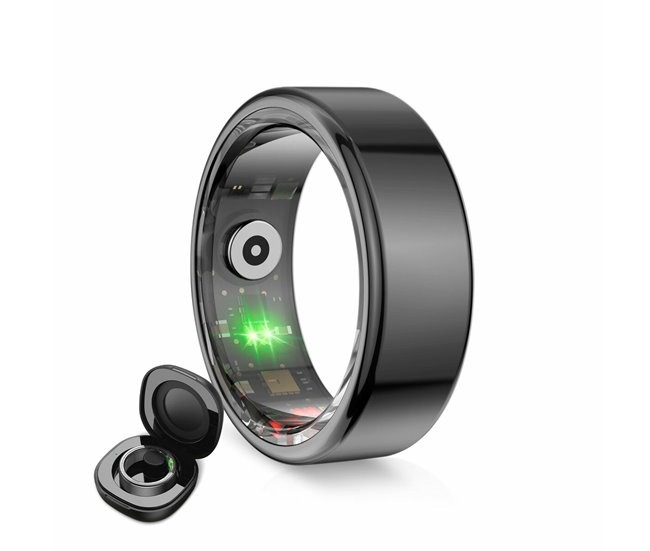 Ksix Saturn Anillo Inteligente - Autonomia Hasta 3 Dias - Actividad y Salud - Monitor de Sueño - 5ATM - Talla L (Talla 11) - Color Negro