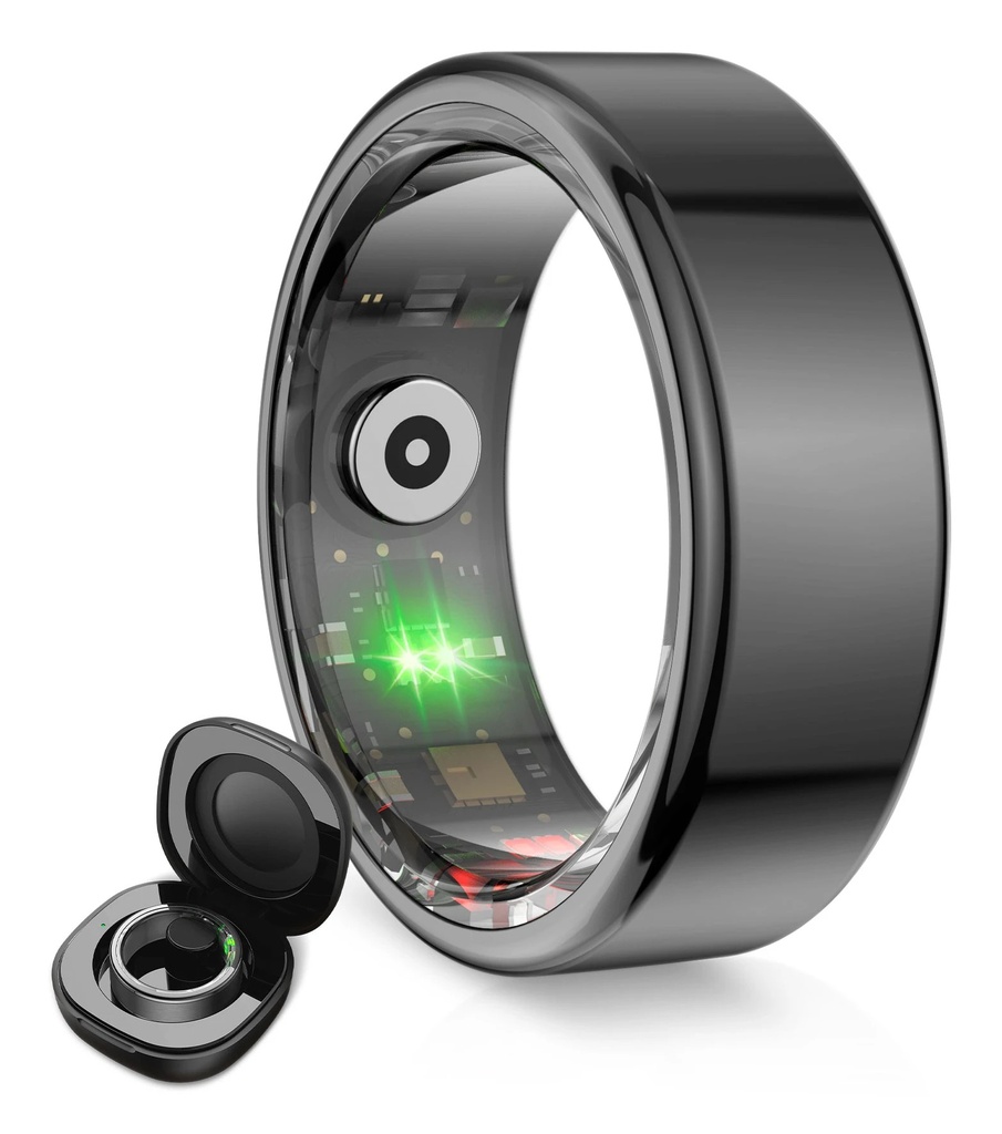 Ksix Saturn Anillo Inteligente - Autonomia Hasta 3 Dias - Actividad y Salud - Monitor de Sueño - 5ATM - Talla XL (Talla 12) - Color Negro