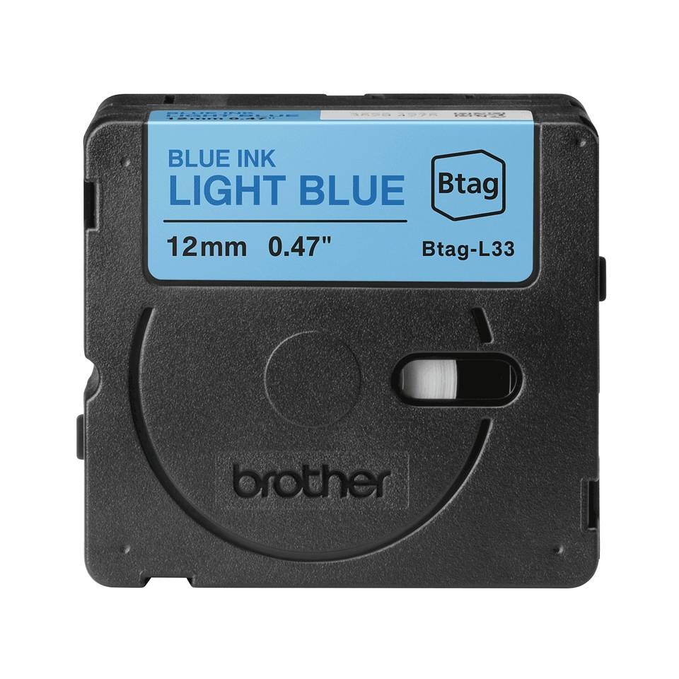 Brother Btag-L33 Cinta 12mm - Texto Azul sobre Fondo Azul Claro - Medidas 12mmx4 Metros - Apta para PTN10, PTN20, PTN25BT