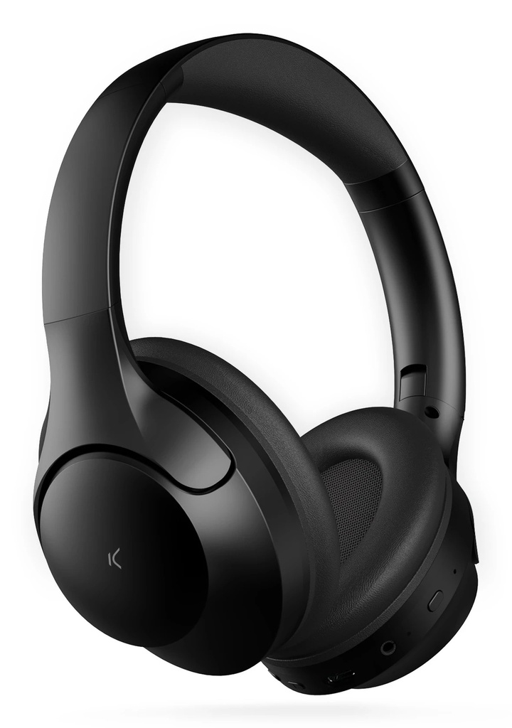 Ksix Odissey Auriculares Inalambricos - ANC + ENC - Micrófono - Autonomía 30h - Llamadas - Cable Jack 3,5 mm - Estuche - Color Negro
