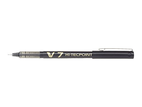 Pilot Boligrafo de tinta liquida V7 HI-Tecpoint Rollerball - Punta fina de aguja 0.7mm - Trazo 0.5mm - Color Negro
