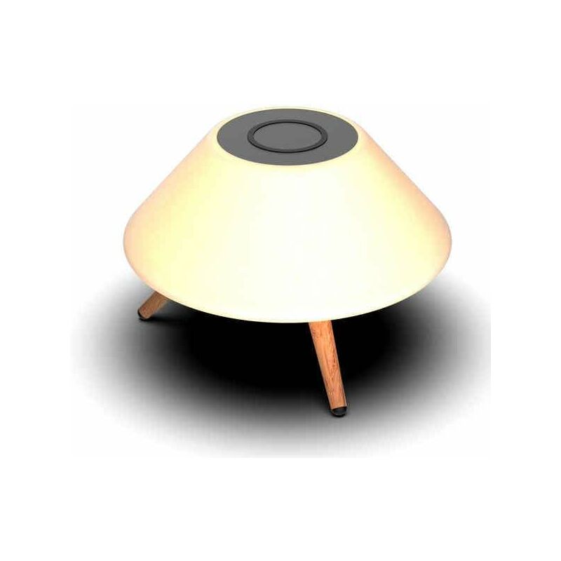 Ksix Cargador Inalambrico Lampara 10W Omni con Altavoz Bluetooth - Color Blanco