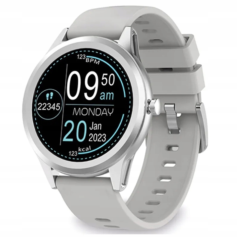 Ksix Globe Reloj Smartwatch Pantalla 1.28" - Bluetooth 5.0 BLE - Autonomia hasta 7 dias - Resistencia al Agua IP67 - Color Plata