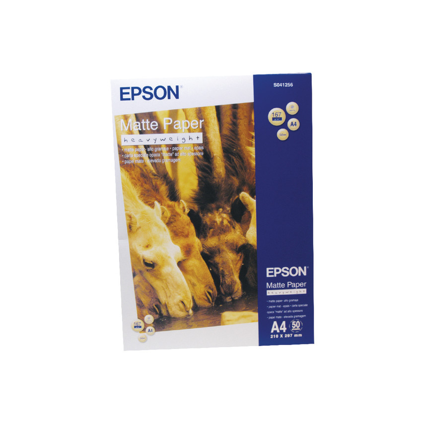 Epson C13S041256 Papel Fotografico A4 167gr - Acabado Mate - 50 Hojas - para Impresoras de Tinta