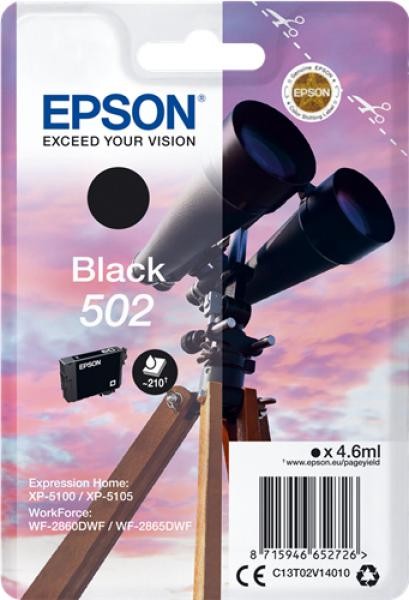 Epson 502 Negro Cartucho de Tinta Original - C13T02V14010