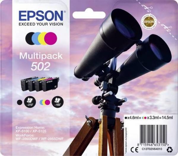 Epson 502 Pack de 4 Cartuchos de Tinta Originales - C13T02V64010