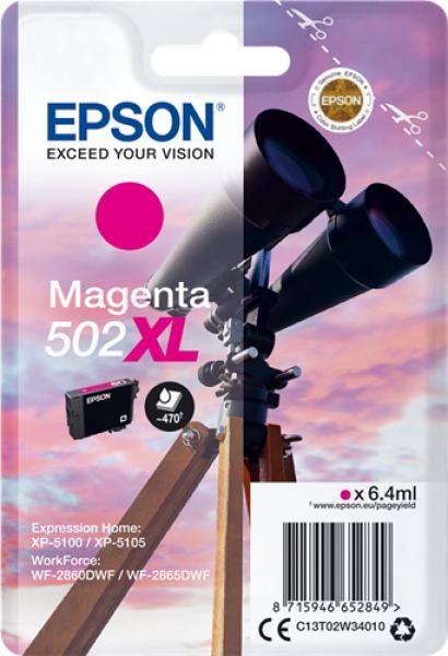 Epson 502XL Magenta Cartucho de Tinta Original - C13T02W34010
