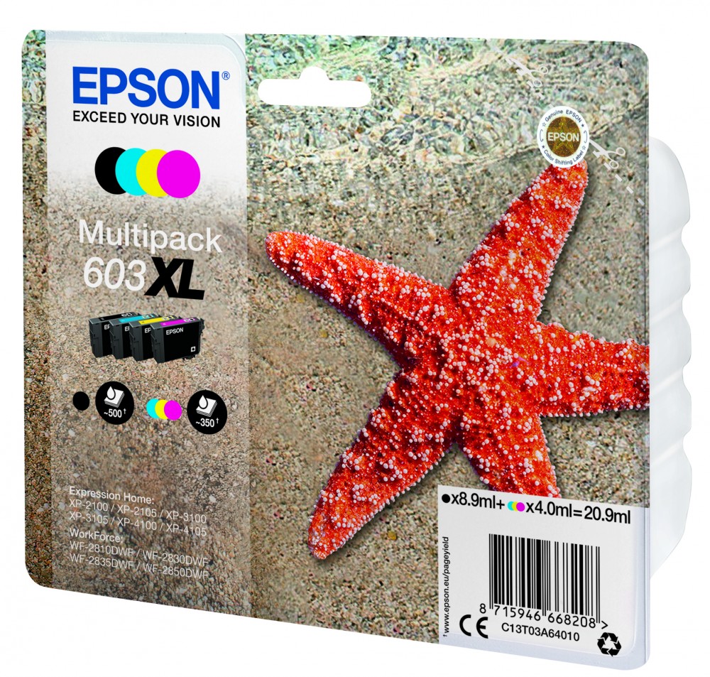 Epson 603XL Pack de 4 Cartuchos de Tinta Originales - C13T03A64010