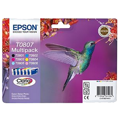 Epson T0807 Pack de 6 Cartuchos de Tinta Originales - C13T08074011