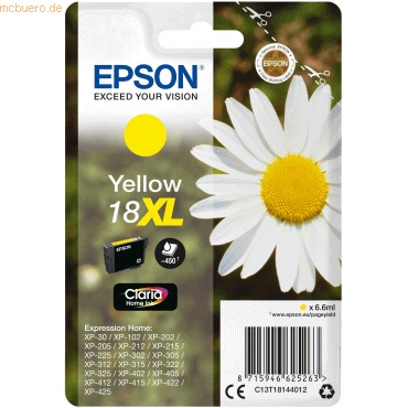 Epson T1814 (18XL) Amarillo Cartucho de Tinta Original - C13T18144012
