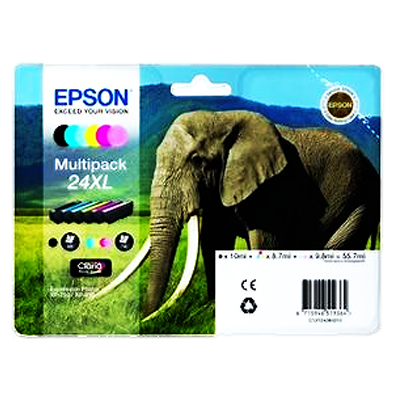 Epson T2438 (24XL) Pack de 6 Cartuchos de Tinta Originales - C13T24384011