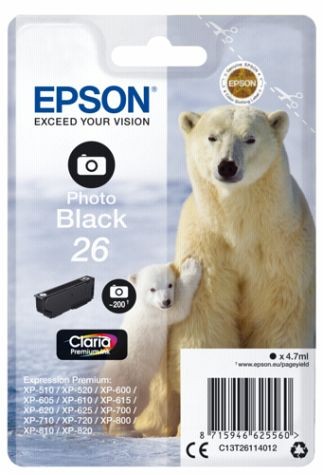 Epson T2611 (26) Negro Photo Cartucho de Tinta Original - C13T26114012