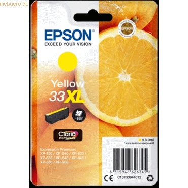 Epson T3364 (33XL) Amarillo Cartucho de Tinta Original - C13T33644012