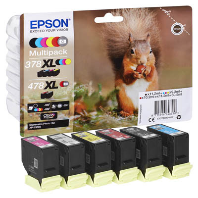 Epson 378XL/478XL Pack de 6 Cartuchos de Tinta Originales - C13T379D4010