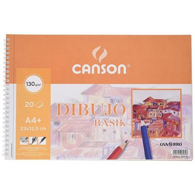 Canson Basik Cuaderno de Dibujo A4+ - 20 Hojas Microperforadas 130g/m² - Color Blanco