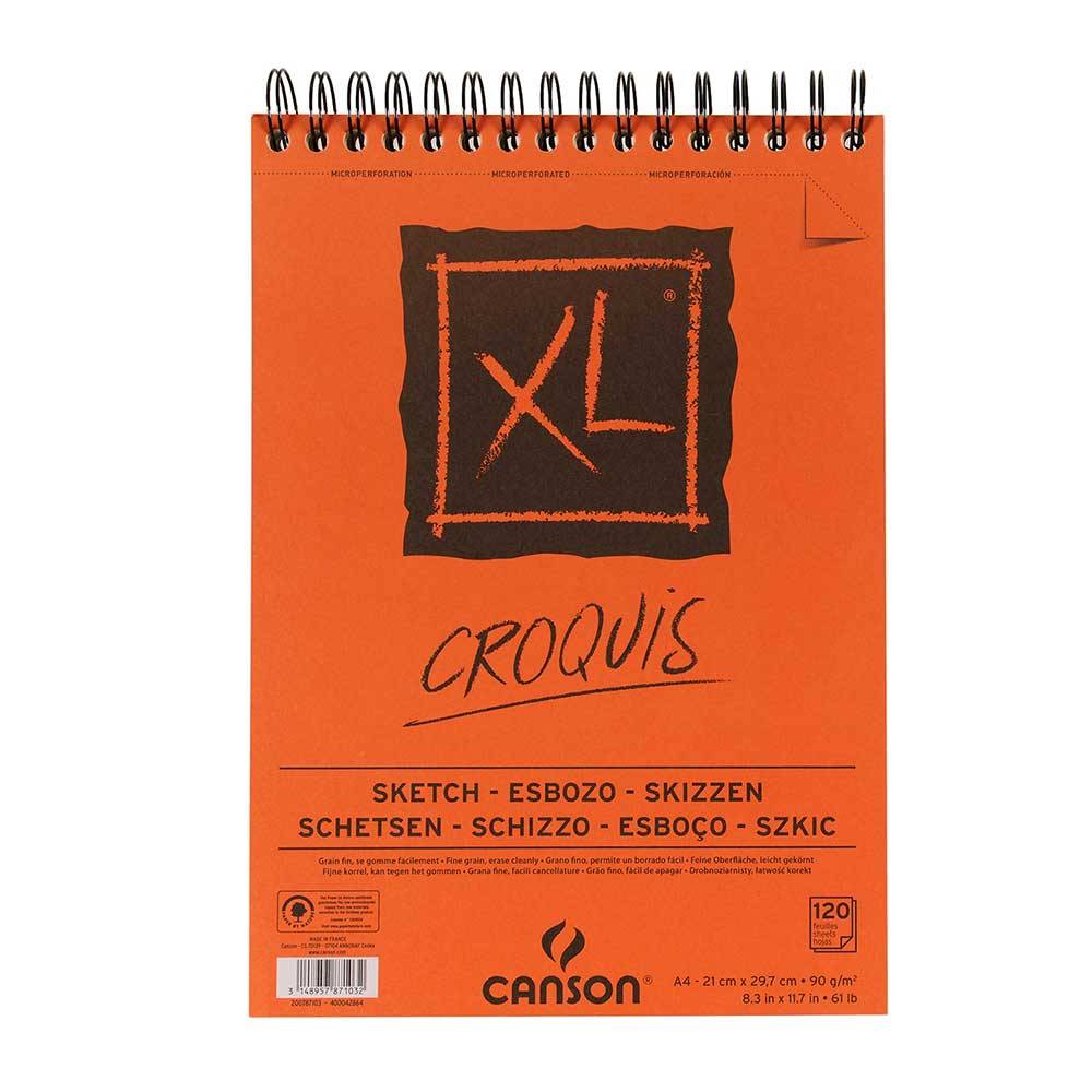 Canson XL Bloc de Croquis con 120 Hojas A4 - Espiral Microperforado - 21x29.7cm - 90g - Color Marfil