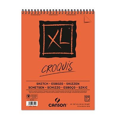 Canson XL Bloc de Croquis con 120 Hojas A3 - Espiral Microperforado - 29.7x42cm - 90g - Color Marfil