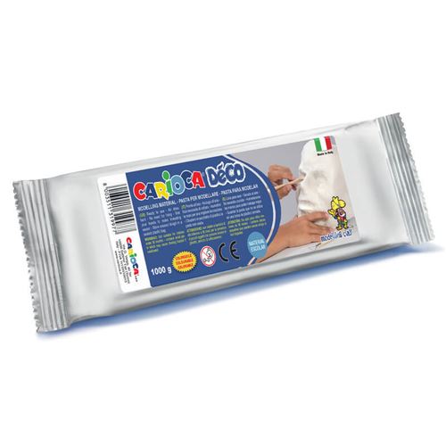 Carioca Pasta de Modelar 1000gr - Apta para Todas las Tecnicas de Modelaje - Endurece al Aire sin Coccion - Facil de Alisar - Color Blanco
