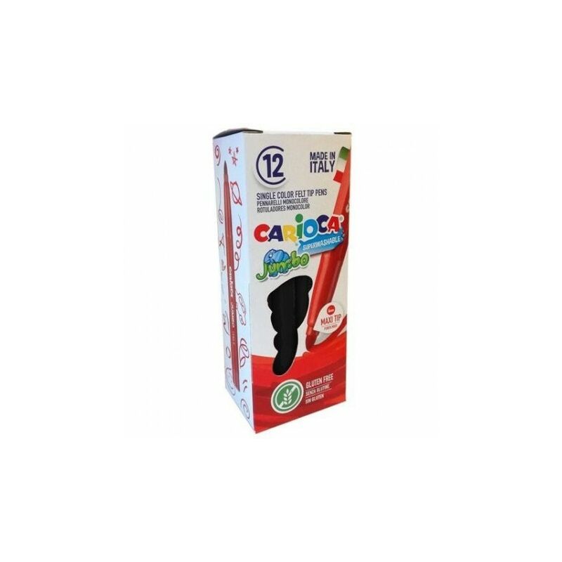 Carioca Rotulador Jumbo Monocolor - Cuerpo Octogonal Maxi - Tinta Superlavable - Punta Maxi 6mm Bloqueada - Tapa Ventilada - Color Negro