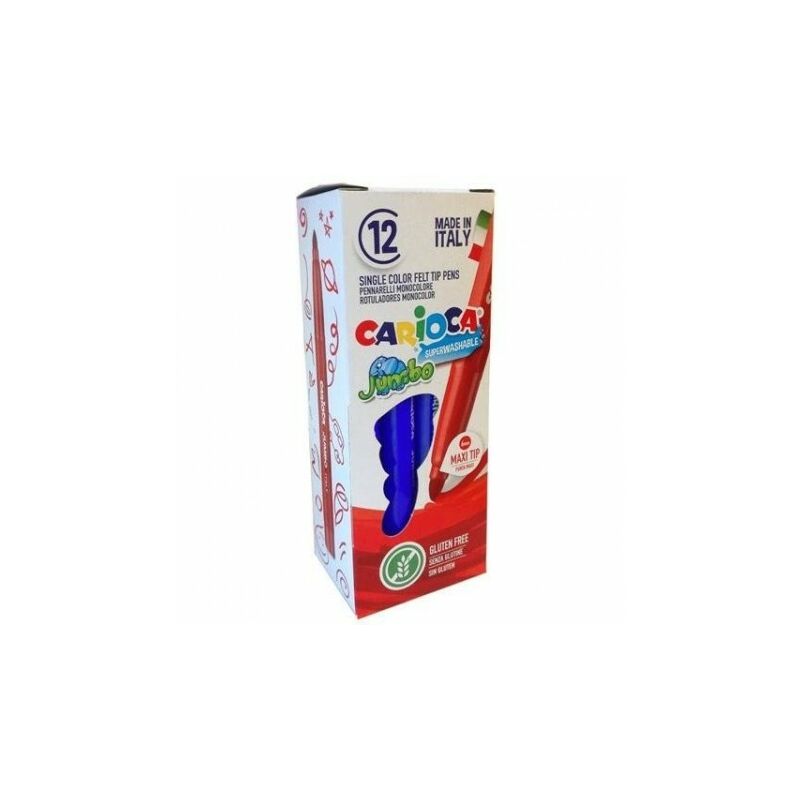 Carioca Jumbo Rotulador - Cuerpo Octogonal Maxi - Tinta Superlavable - Punta Maxi 6mm Bloqueada - Tapa Ventilada - Color Azul