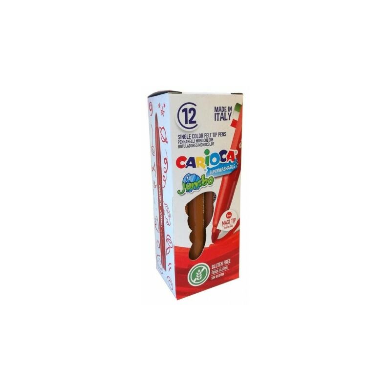 Carioca Jumbo Rotulador - Cuerpo Octogonal Maxi - Tinta Superlavable - Punta Maxi 6mm Bloqueada con Tapa Ventilada - Color Marrón