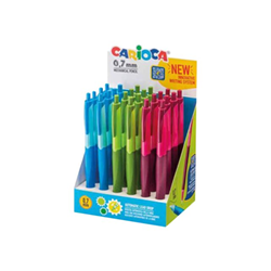 Carioca Expositor de 24 Portaminas Automaticos - Punta Mina de Ø 0.7mm - Descenso de la Mina Automatico - Empuñadura Antibacteriana - Kit de Carga con 20 Minas - Color Varios