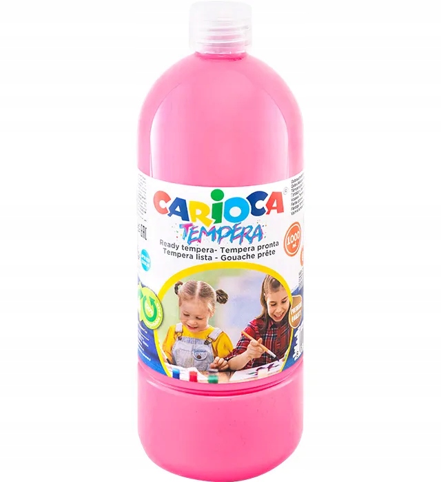Carioca Botella Tempera 1000ml - Colores Superlavables - Faciles de Mezclar - Aplicable en Materiales Porosos - Alta Opacidad - Color Rosa