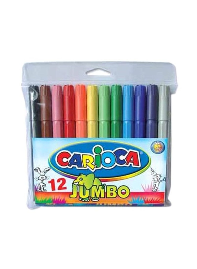 Carioca Pack de 6 Rotuladores Jumbo - Cuerpo Octogonal Maxi - Tinta Superlavable - Punta Maxi 6mm Bloqueada - Tapa Ventilada - Color Varios