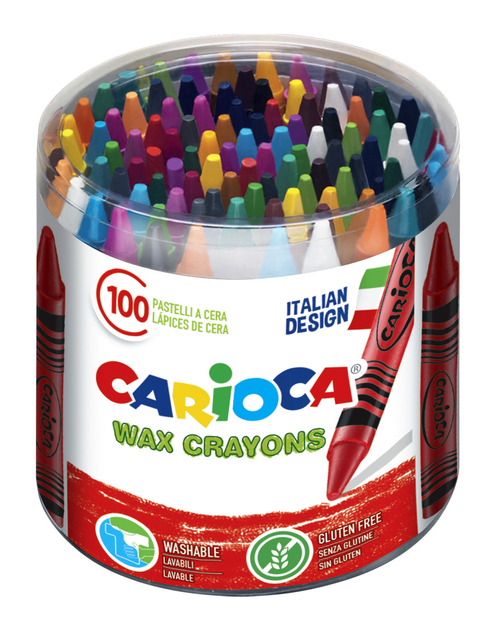 Carioca Pack de 100 Ceras Pastel - Colores Brillantes - Lavables - Cuerpo de Ø 8mm - Color Varios