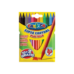 Carioca Plastello Pack de 12 Plasticeras - Extra Limpias - No Dejan Color en las Manos - Faciles de Afilar - Colores Surtidos Brillantes y Lavables