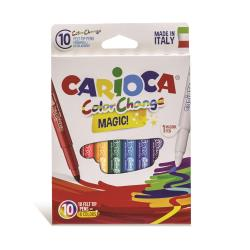Carioca Color Change Pack de 10 Rotuladores - Tinta Magica Cambia de Color - Incluye Rotulador Magink para Dos Colores - Punta Maxi Bloqueada con Tapa Ventilada - Color Varios