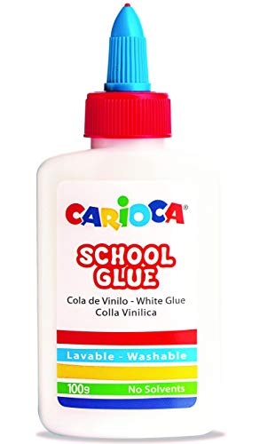 Carioca Cola Blanca 100gr - Tapa con Dispensador - Apta para Papel y Carton - Secado Transparente - sin Disolventes - Color Blanco