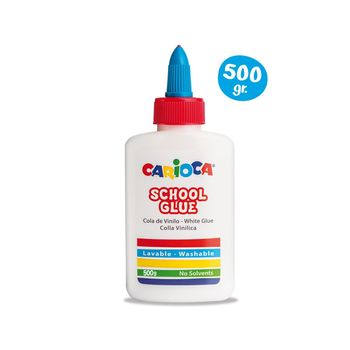 Carioca Cola Blanca 500gr - Tapa con Dispensador - Apta para Papel y Carton - Transparente al Secarse - sin Disolventes - Color Blanco
