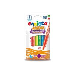 Carioca Neon Pack de 8 Rotuladores - Tinta Fluorescente - Perfecto para Colorear y Subrayar - Lavable de la Piel y Tejidos - Punta Conica para Doble Trazo - Color Varios