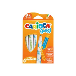 Carioca Baby Marker Pack de 6 Rotuladores - Punta Redonda y Bloqueada - Cuerpo de Gran Dimension - Superlavables - Dermatologicamente Testados - Color Varios