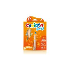 Carioca Baby 1+ 3In1 Pack de 6 Lapices - Lapiz Cera y Acuarela en Uno - Cuerpo Extragrande - Acuarelables - Sacapuntas Incluido - Colores Brillantes y Lavables - Color Varios