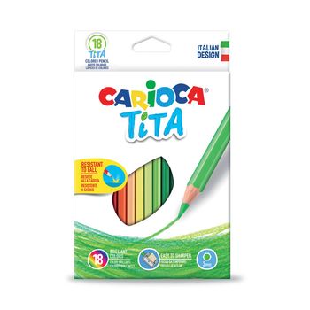 Carioca Tita Pack de 18 Lapices de Resina - Cuerpo Hexagonal - Colores Brillantes y Lavables - Escritura Blanda - Mina Segura y Super Resistente a las Caidas - Color Varios