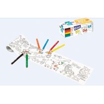 Carioca Mini Coloring Roll Abc de Papel Adhesivo para Colorear + 6 Lapices de Colores - Aplicable en Superficies Verticales u Horizontales - Reutilizable sin Residuos