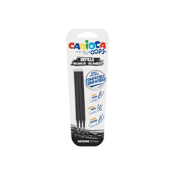 Carioca Oops Pack de 3 Recambios para Boligrafo Borrable - Tinta Termo Sensible - Punta de 0.7mm - Compatibles con Boligrafo Oops - Color Negro