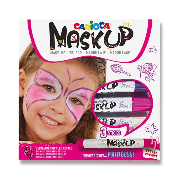 Carioca Mask Up Pack de 3 Colores para la Piel Princess - Colores Brillantes - Lavables - Base Agua - Incluye Dos Tutoriales Paso a Paso - Color Varios