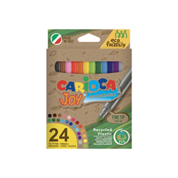 Carioca Joy Pack de 24 Rotuladores Punta Fina Eco Family - Tinta Superlavable - Punta Fina 2.8mm Bloqueada - Capuchon Ventilado - Color Varios