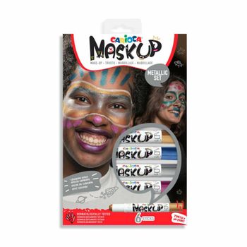 Carioca Mask Up Pack de 6 Colores Metalicos para la Piel - Ideales para Fiestas - Colores Brillantes y Lavables - Mezclables - 2 Tutoriales Incluidos - Color Varios