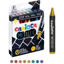 Carioca Metallic Pack de 8 Ceras Metalicas - Cuerpo Maxi Triangular - Colores Cubrientes para Superficies Oscuras - Faciles de Limpiar - Color Varios