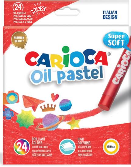 Carioca Pack de 24 Pasteles al Oleo - Colores Brillantes - Lavables - Resistentes a la Luz - Cubrientes - Faciles de Mezclar - Maxi Cuerpo - Uso en Papel, Carton, Tela y Madera - Color Varios