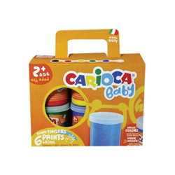 Carioca Tempera Baby Pack de 6 Botes de Pintura de Dedos 2+ - Lavable - Atoxica - sin Olor - Maxima Creatividad y Diversion - Color Varios