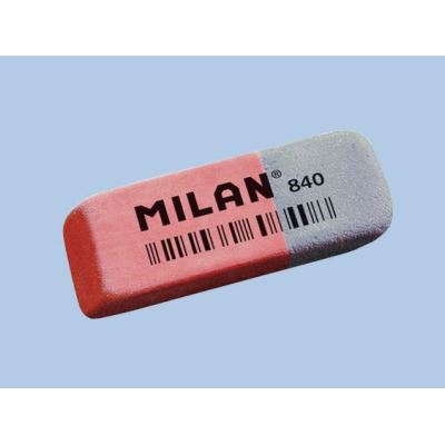 Milan 840 Goma de Borrar Biselada - Doble Uso - Flexible - Miga de Pan - Caucho - Color Rosa/Azul