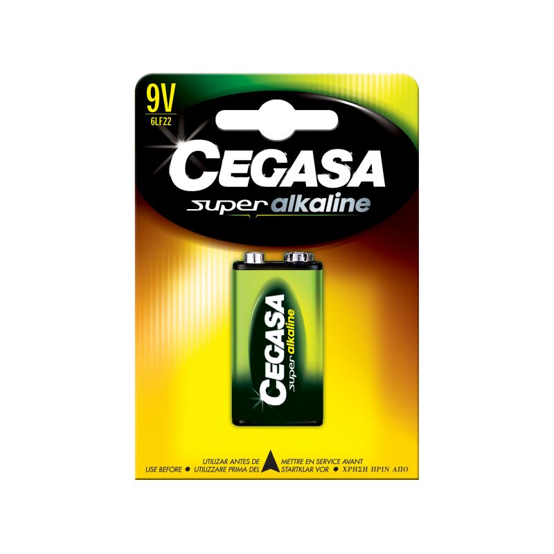 Cegasa Super Alkaline Pack de 1 Pila 6LR61 9V - Alta Tecnologia - Fiabilidad - Elevado Rendimiento - Maximas Prestaciones