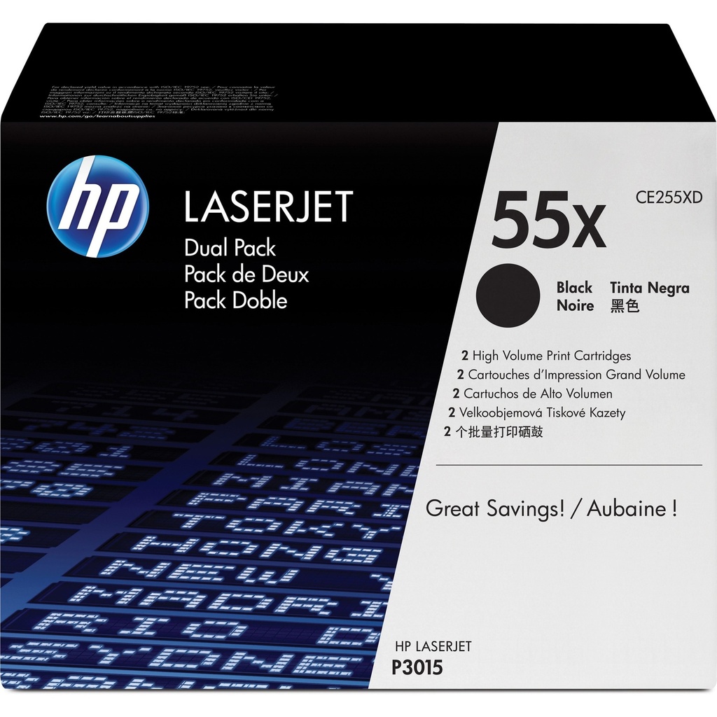 HP CE255XD Negro Pack de 2 Cartuchos de Toner Original - 55X