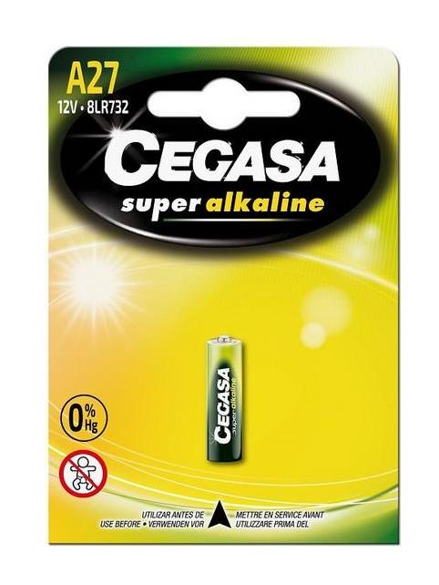 Cegasa A27 Pack de 1 Pila Alcalina A27 12V - Alta Tecnologia - Fiabilidad - Elevado Rendimiento - Maximas Prestaciones