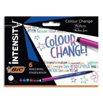 Bic Intensity Colour Change Pack de 6 Rotuladores - TecnologIa de Cambio de Color - Punta Fina de 0.4mm - Colores Surtidos